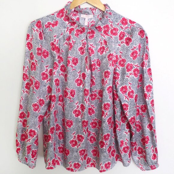 Rebecca Taylor Coral Fleur Long Sleeves Silk Blouse Size 8 - Picture 4 of 10